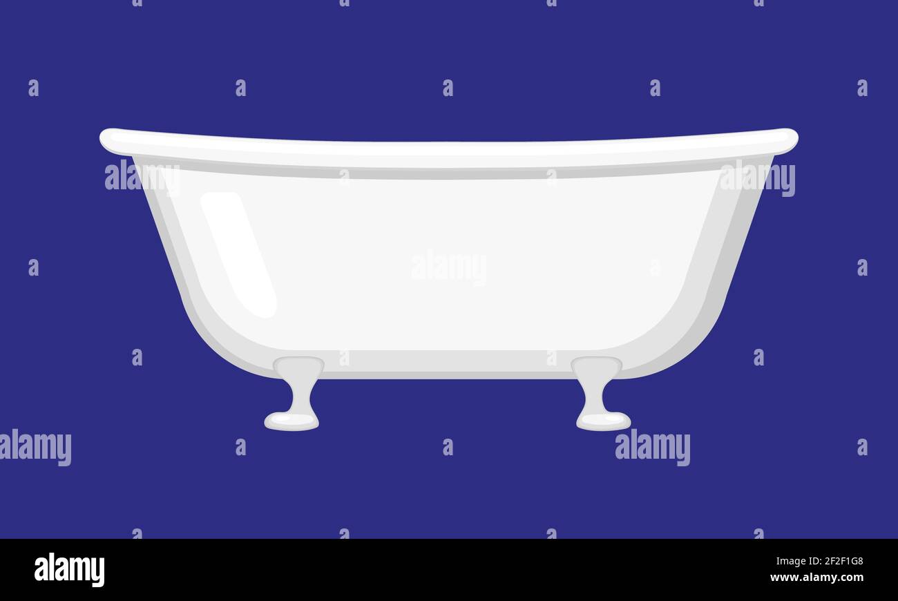 White claw foot bathtub. Bathroom design element. Vector Isolated