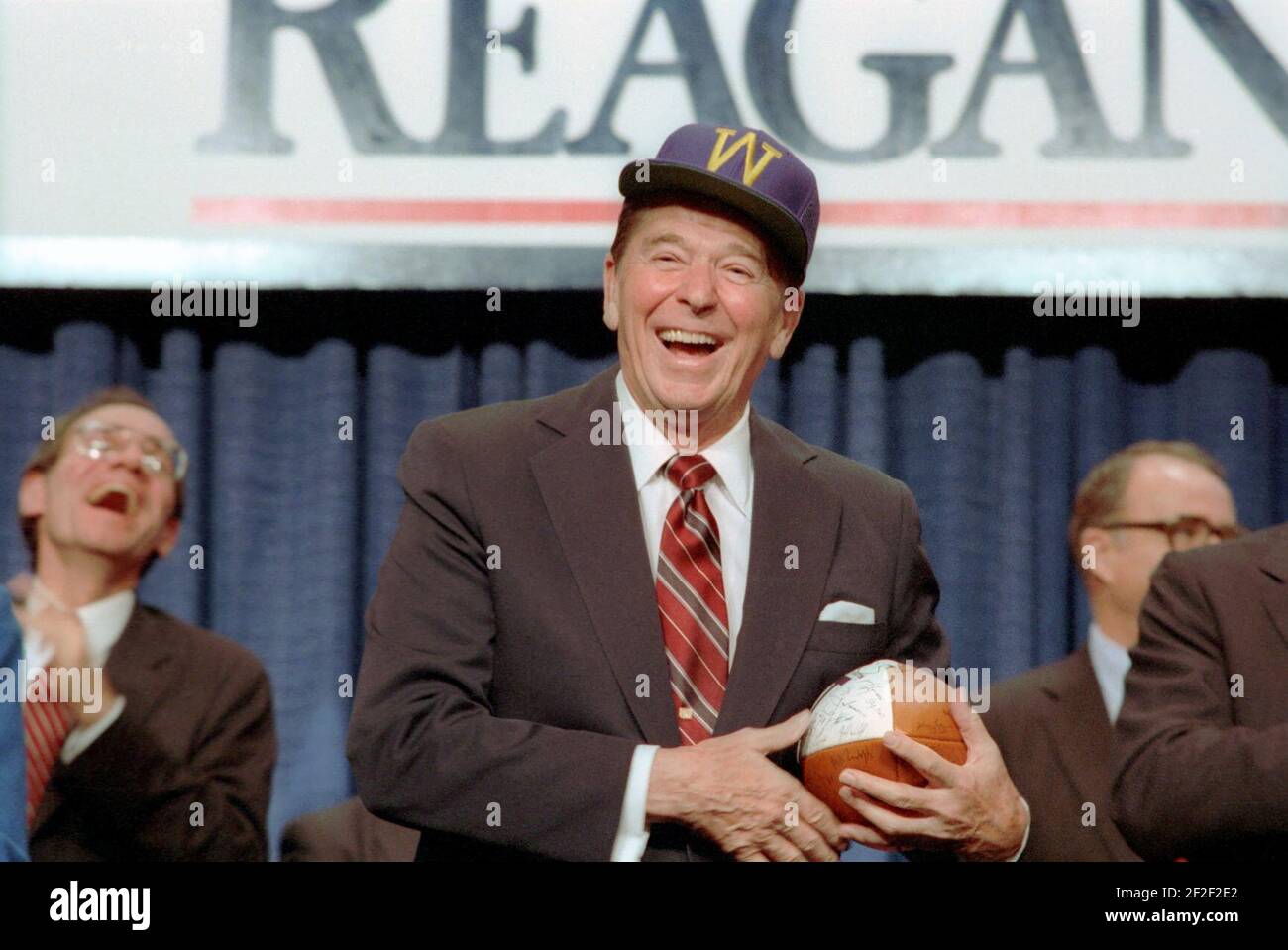 President Ronald Reagan at a campaign rally. Stock Photo
