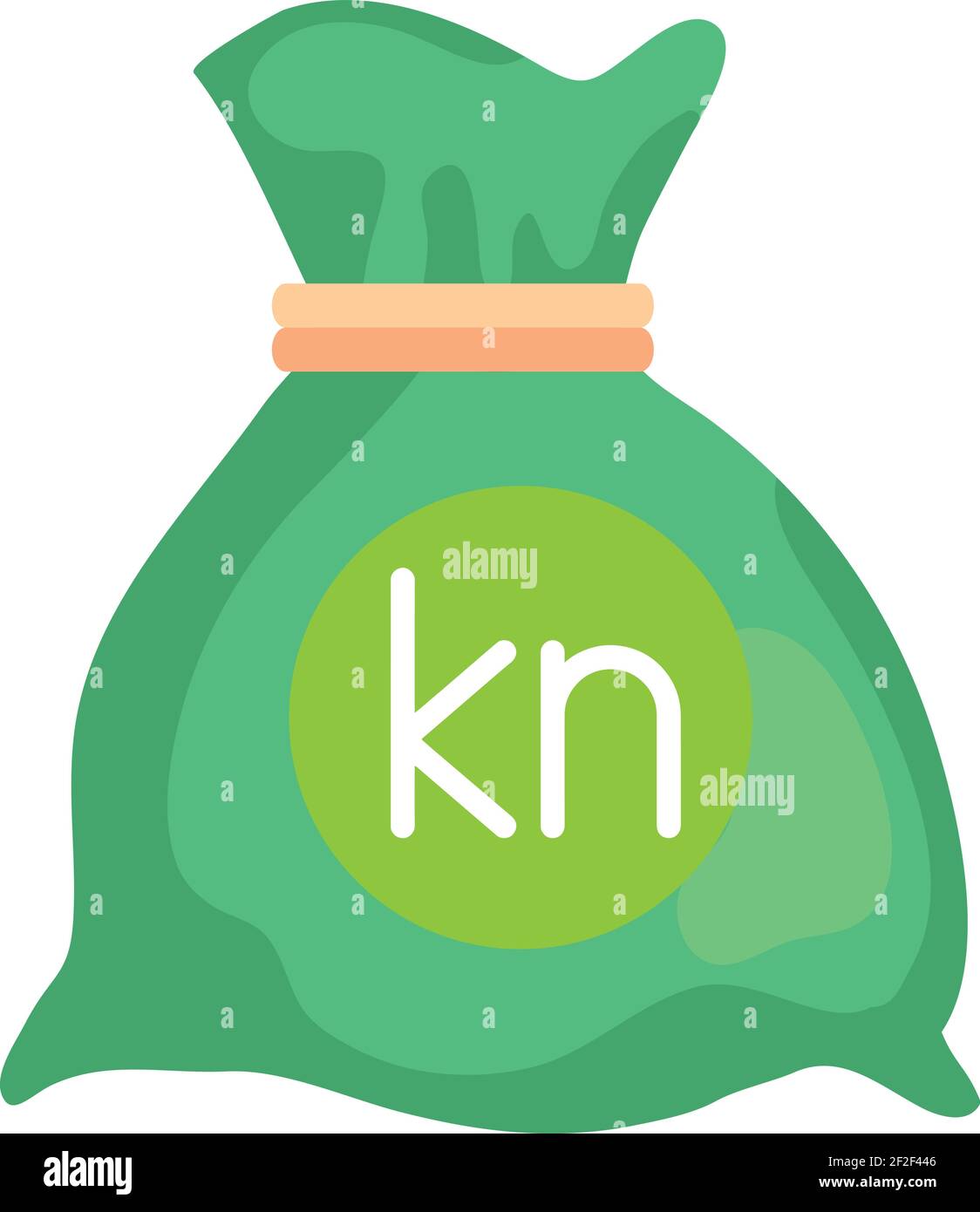 Croatia Kuna Currency Note money Bag icon in Green color for Apps and Websites Stock Vector