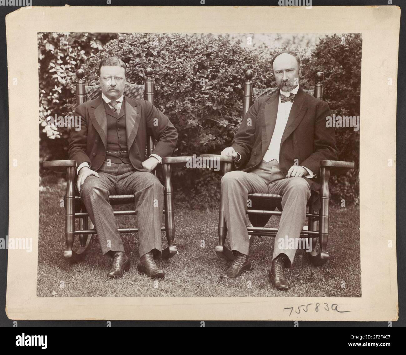 President Theodore Roosevelt and Senator Charles Fairbanks, seated in ...