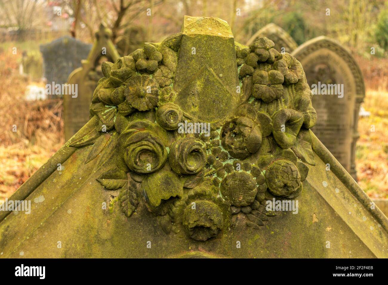 Victorian gravestone at Blackburn Cemetery. Stock Photo