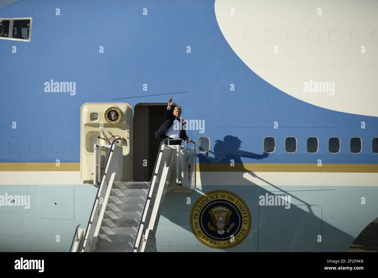 President Trump prior to his departure from Joe Foss Field. Stock Photo