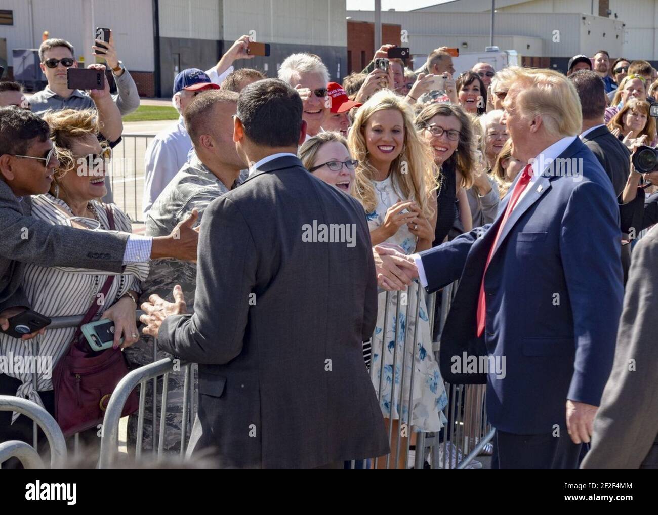 President Trump lands at Joe Foss Field 03. Stock Photo