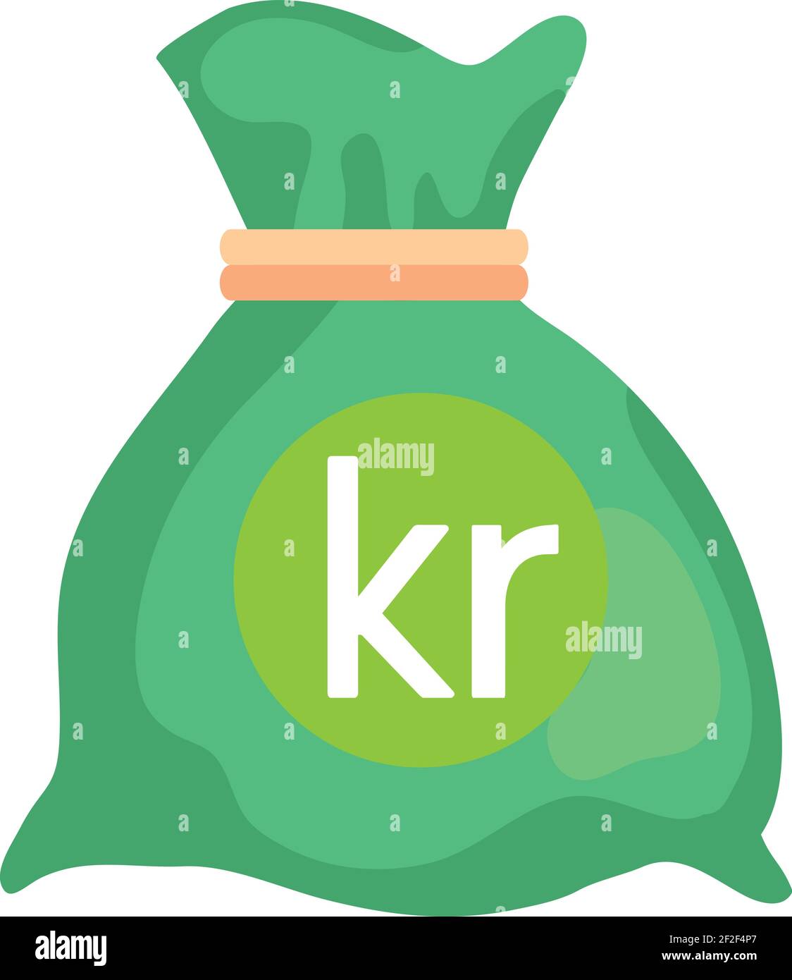 Denmark Krone Currency Note money Bag icon in Green color for Apps and Websites Stock Vector