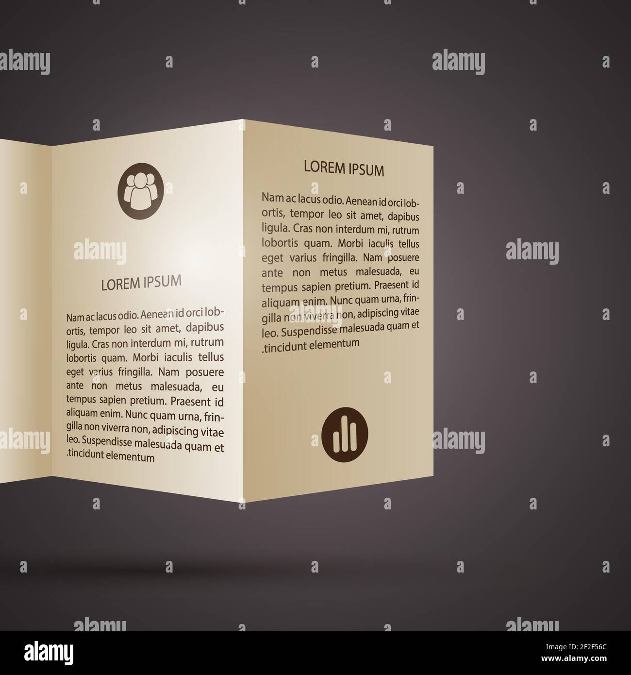 Business paper infographics with bent pamphlet text and icons Stock ...