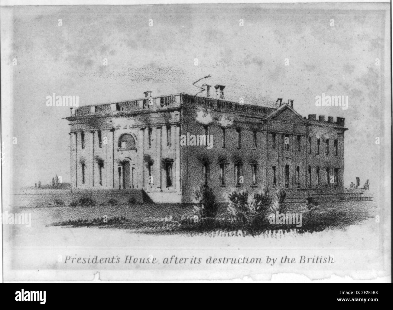 President's house after its destruction by the British Stock Photo