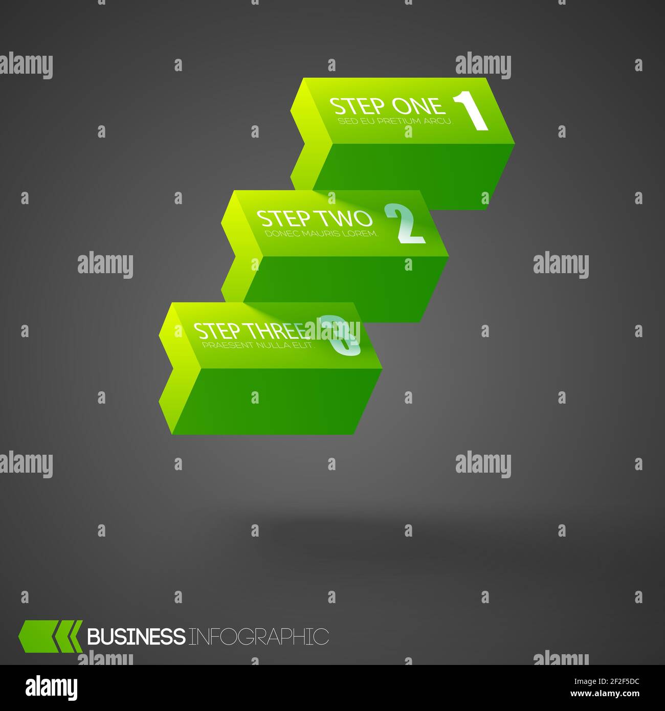 Web infographic design concept with light green horizontal blocks three options Stock Vector