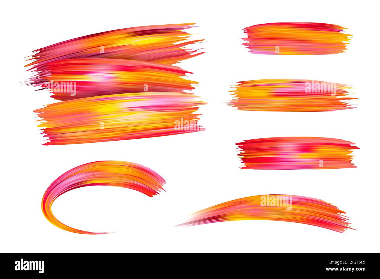 Bright gradient paint brush strokes set. Colorful brush design in pink, red  and orange colors isolated on white background. Vector illustration Stock  Vector Image & Art - Alamy