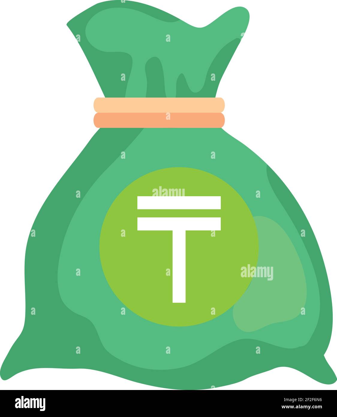 Kazakhstan Tenge Currency Note money Bag icon in Green color for Apps and Websites Stock Vector