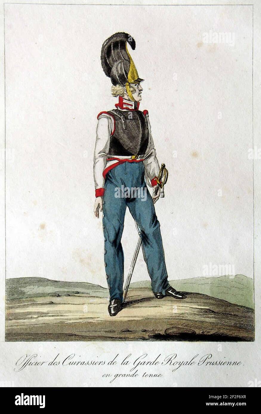 Preußische Gardekürassiere 1815 gr Uniform. Stock Photo