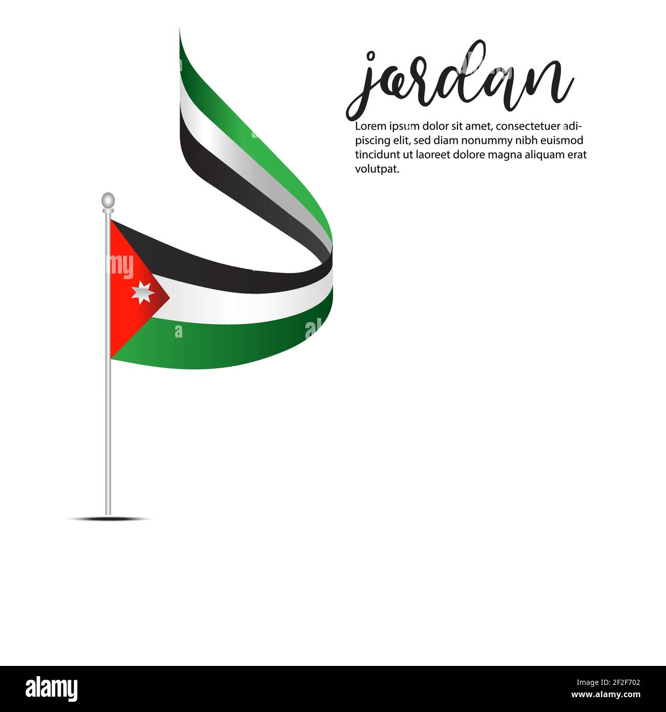 Jordan flag TEMPLATE DESIGN vector illustration on a white background Stock Vector