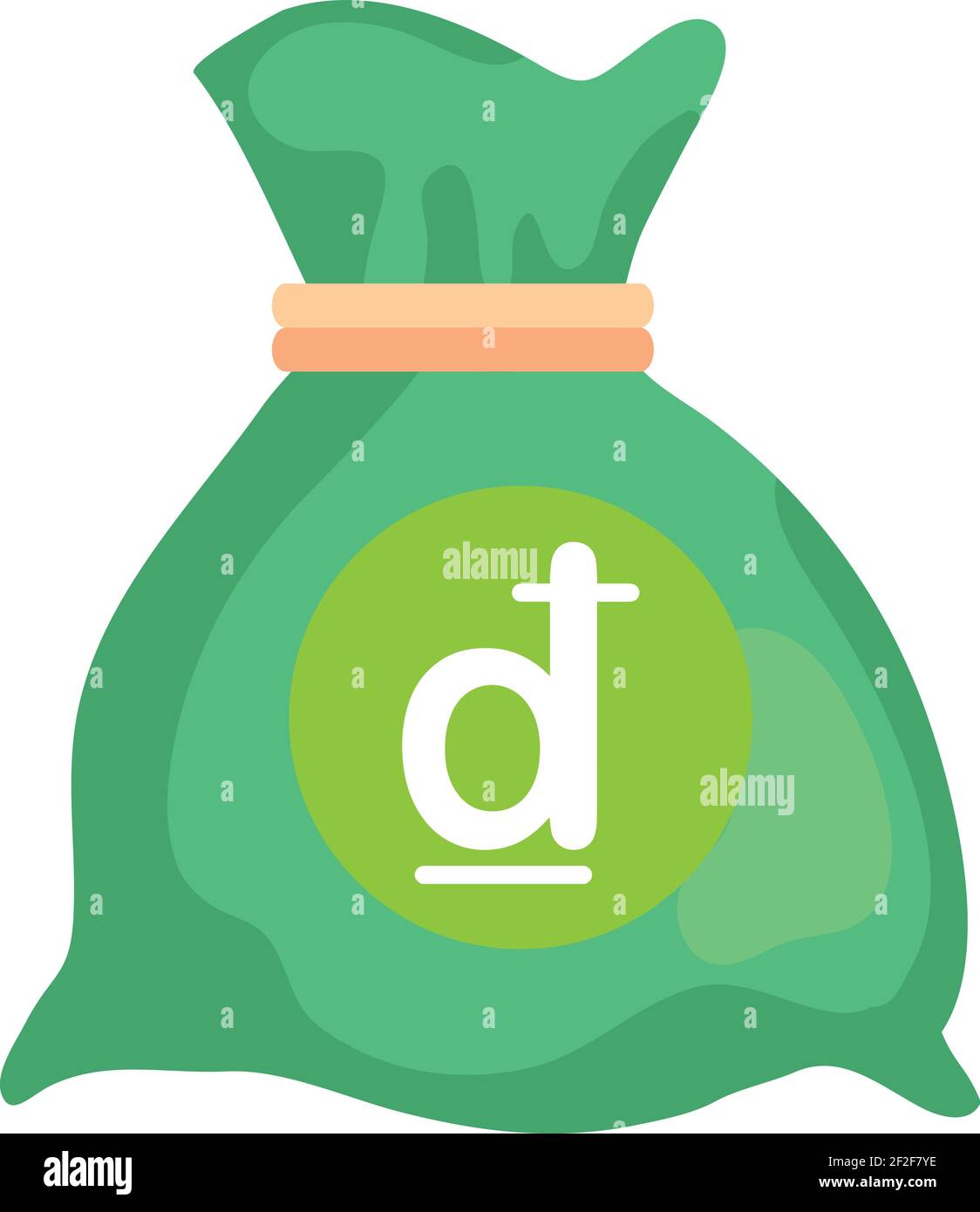 Vietnamese dong Currency Note money Bag icon in Green color for Apps and Websites Stock Vector