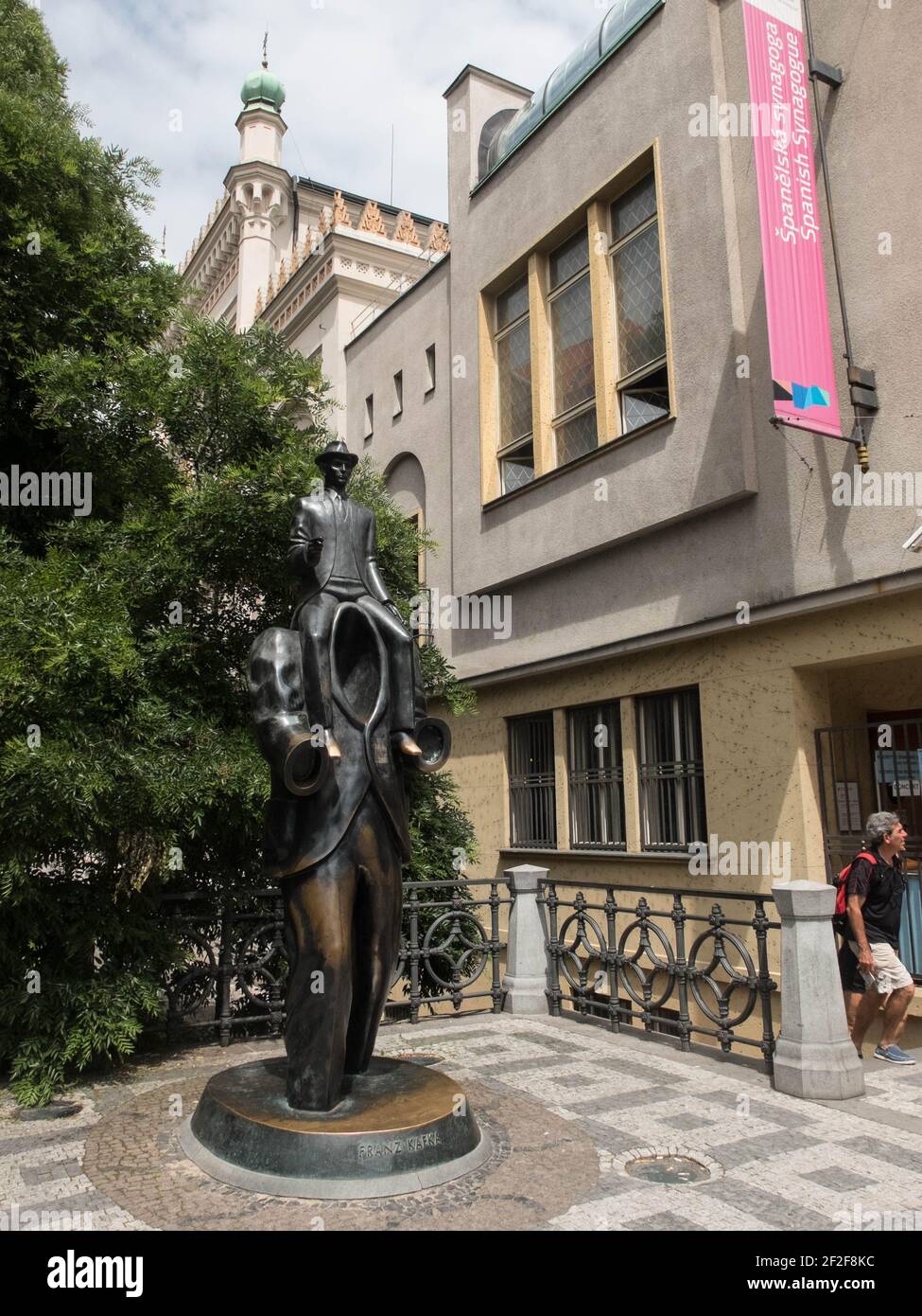 Statue of Franz Kafka, Jewish Quarter of Prague, Czech Republic Stock