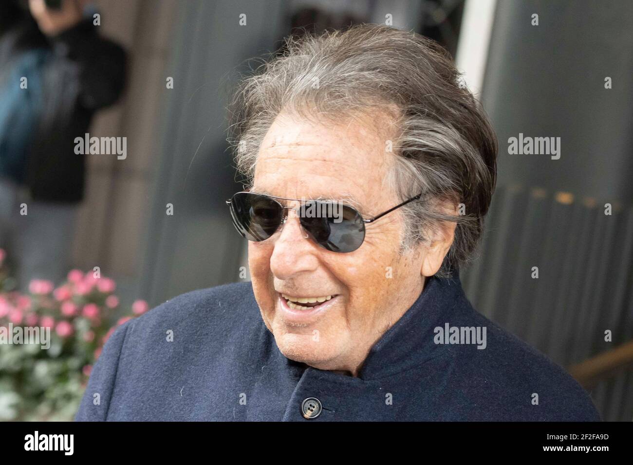 American actor Al Pacino spotted at his hotel during the shooting in the  city of the film House of Gucci directed by Ridley Scott. Milan (Italy),  March 11th, 2021 (Photo by Marco