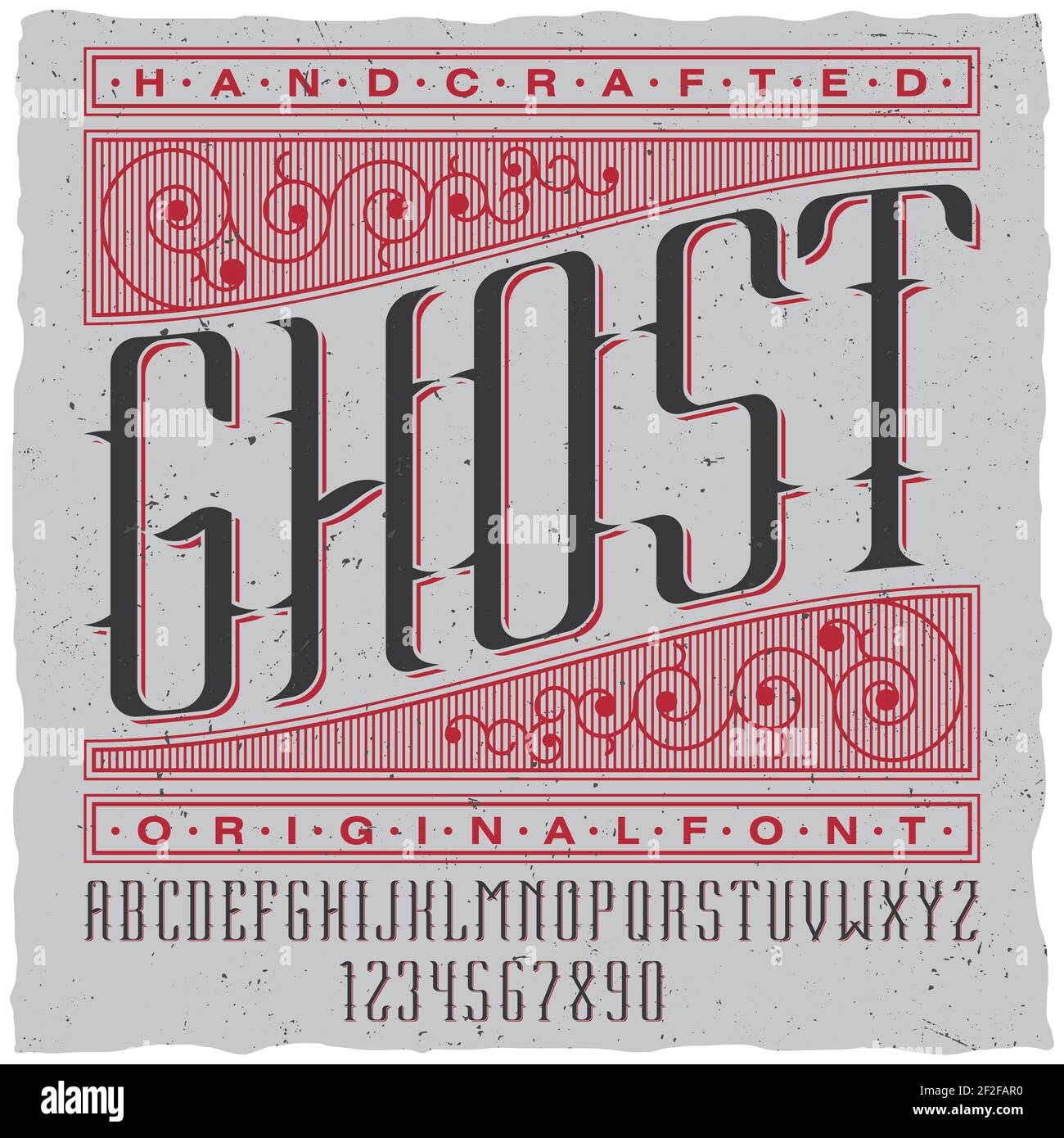 Handcrafted ghost poster with original label font on the grey background vector illustration Stock Vector
