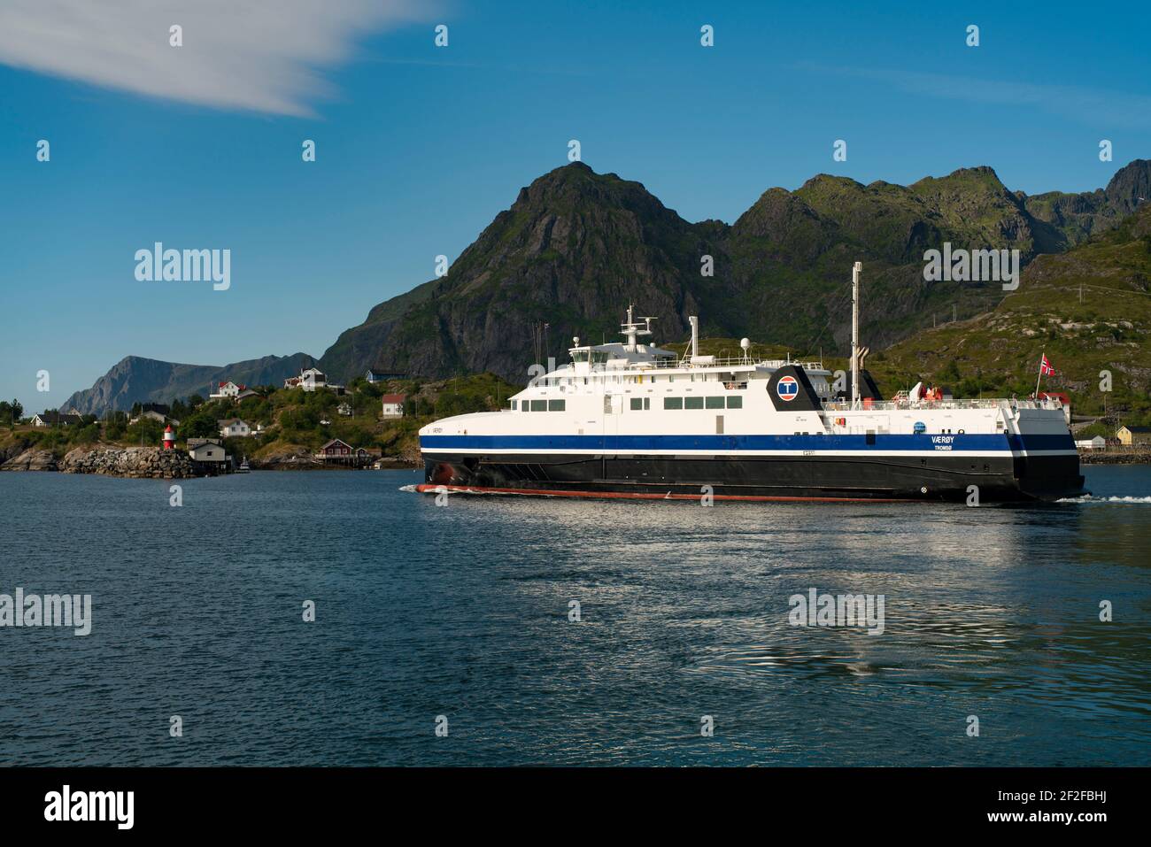 Quick Ferry and Express boat from Moskenes to Bodo on Lofoten Islands Stock Photo Alamy