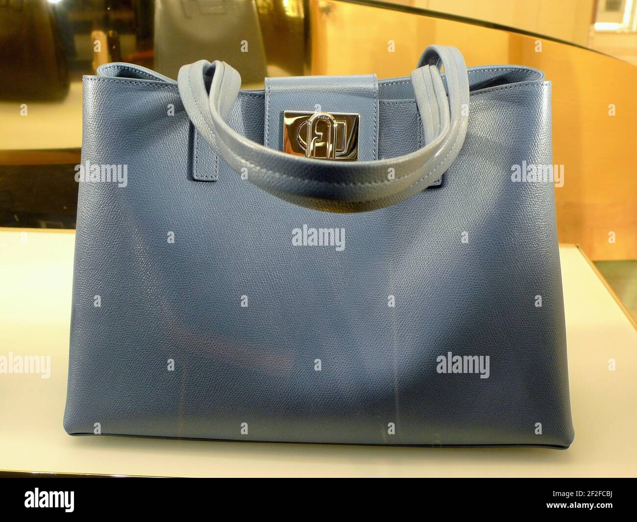 BAG ON DISPLAY AT FURLA BOUTIQUE IN SPAGNA SQUARE Stock Photo