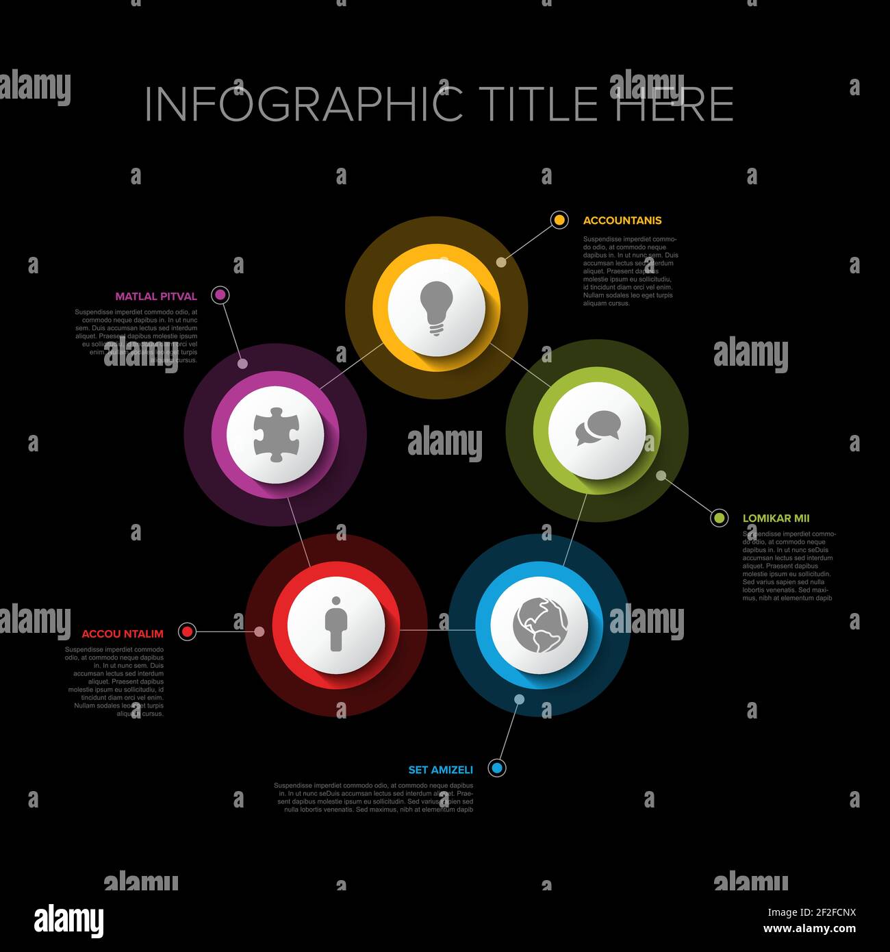 Vector multipurpose Infographic template set with five elements options ...