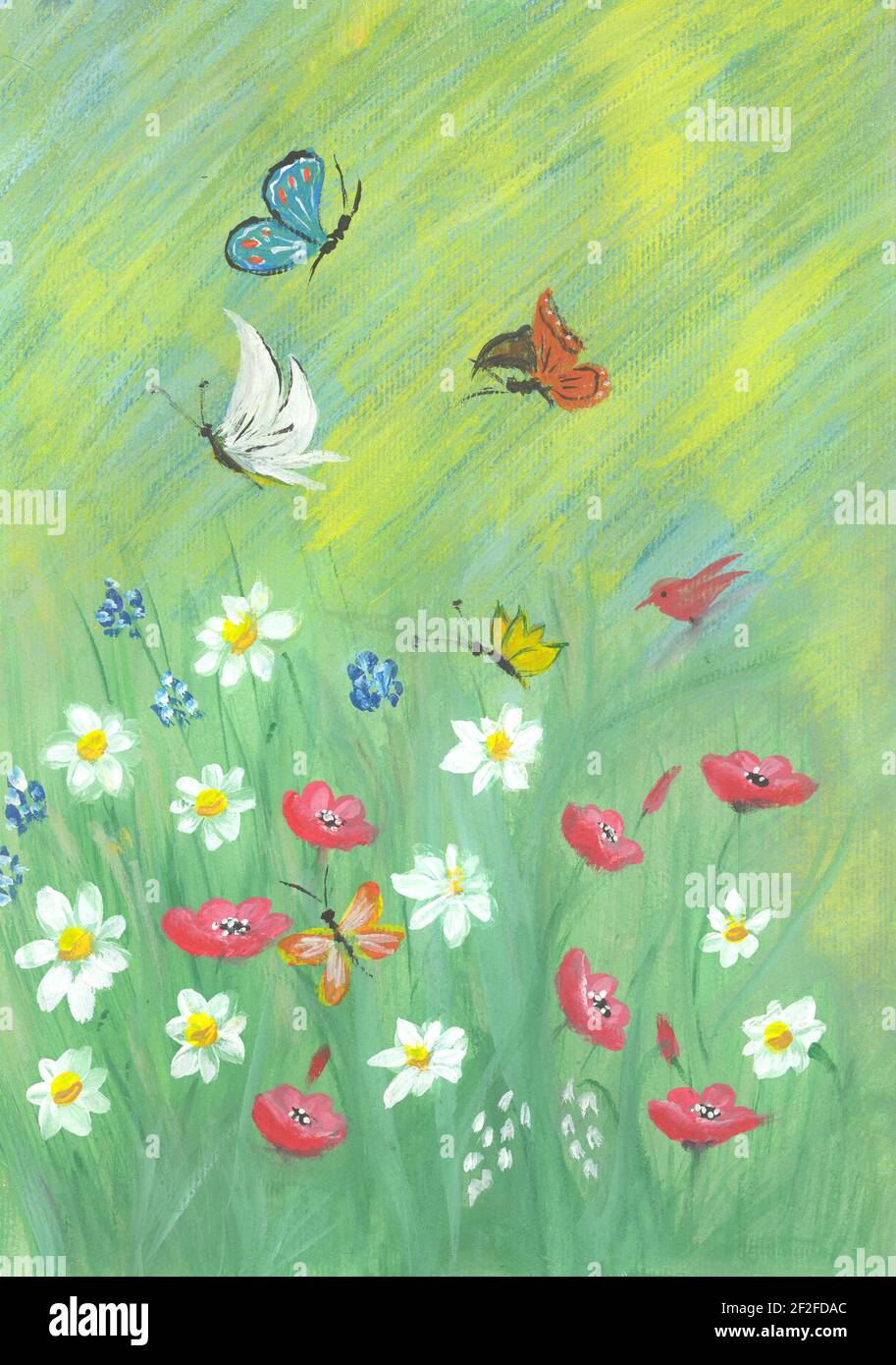 Spring Composition Botanical Illustration Colorful illustration. Spring composition with ...
