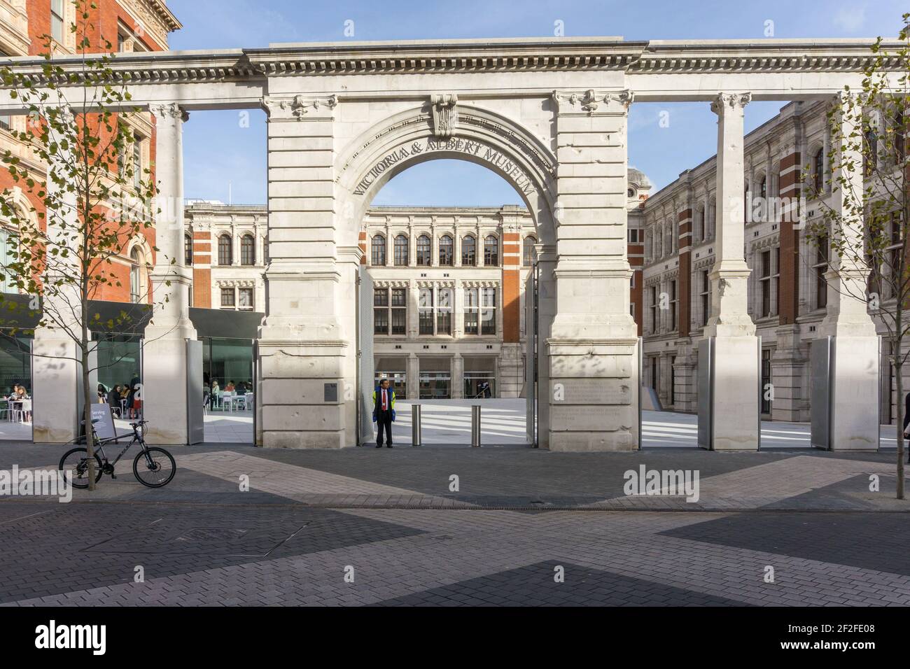 Entrance to the Victoria & Albert Museum off Exhibition Road via the Sackler courtyard, London, UK Stock Photo