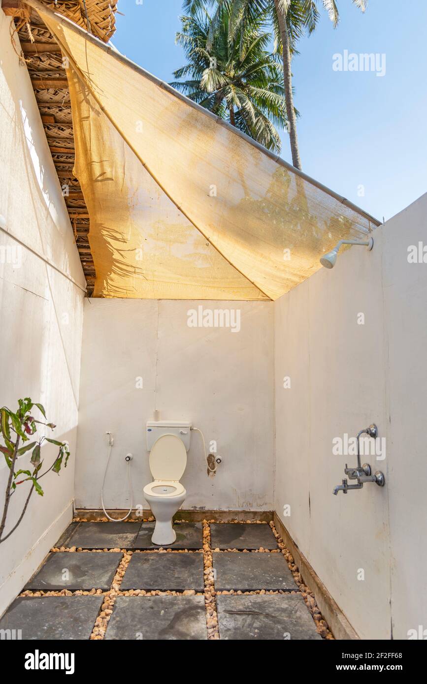 Outdoor bathroom, Tropical, Goa, India Stock Photo Alamy
