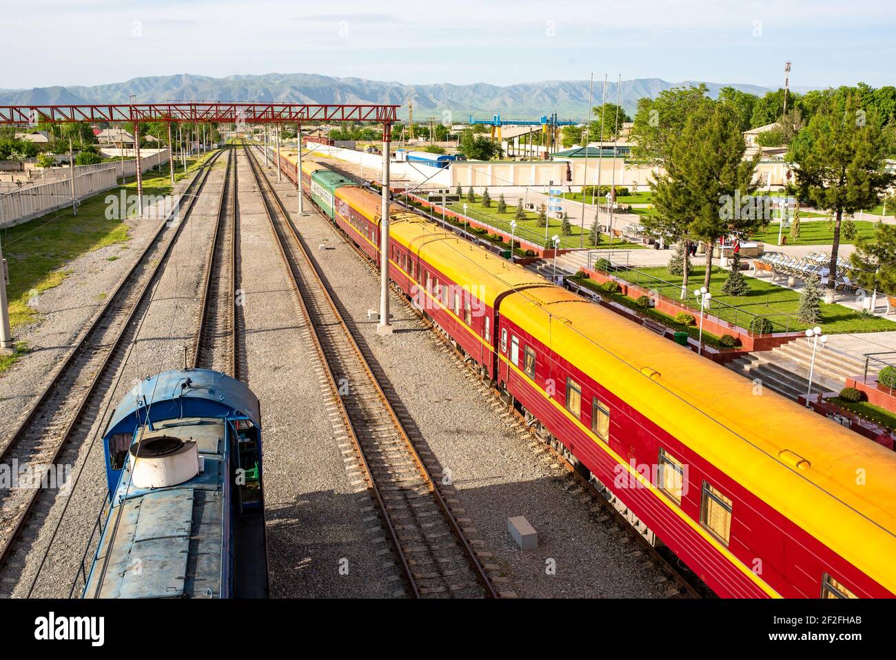 Railway station, Uzbekistan Stock Photo - Alamy