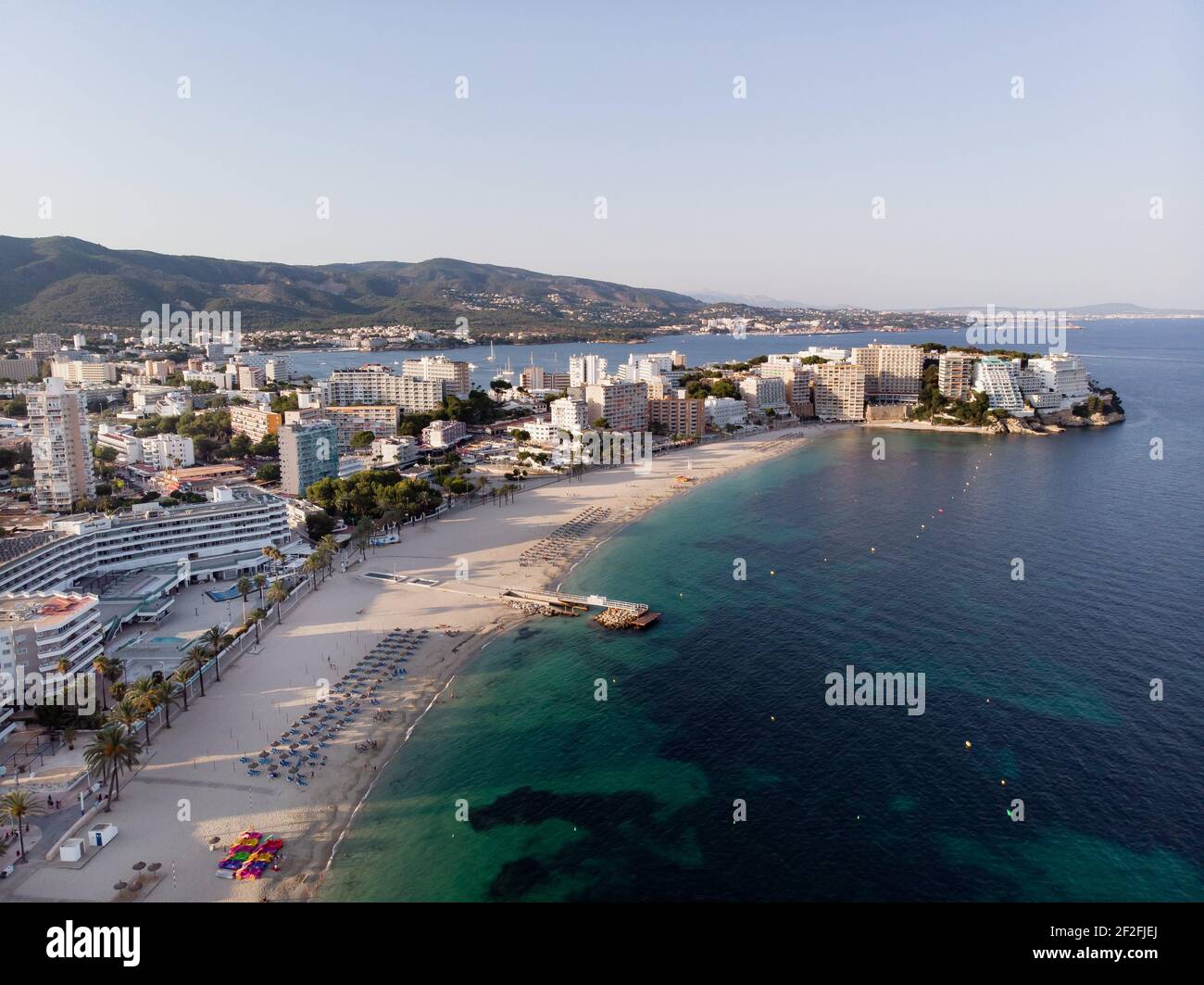 Magaluf beach aerial drone shot photo - Majorca Stock Photo