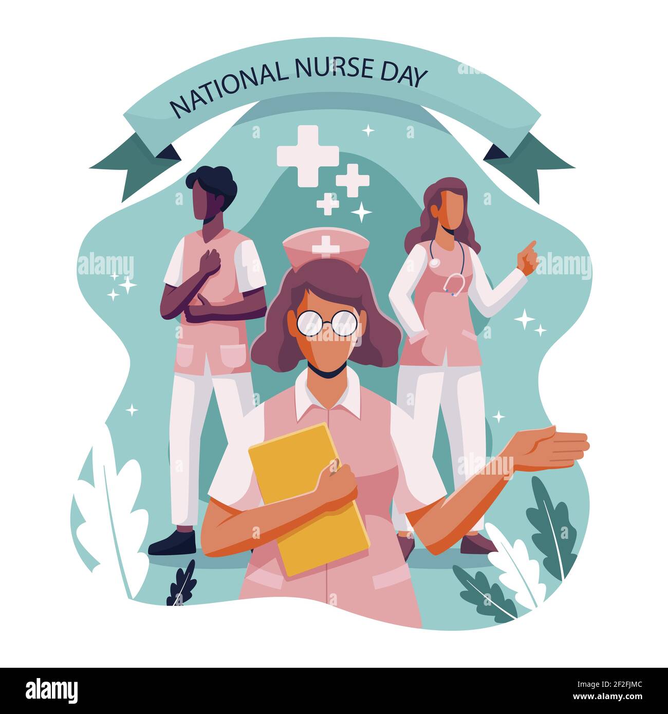 Flat national nurses day illustration Vector illustration. Stock Vector