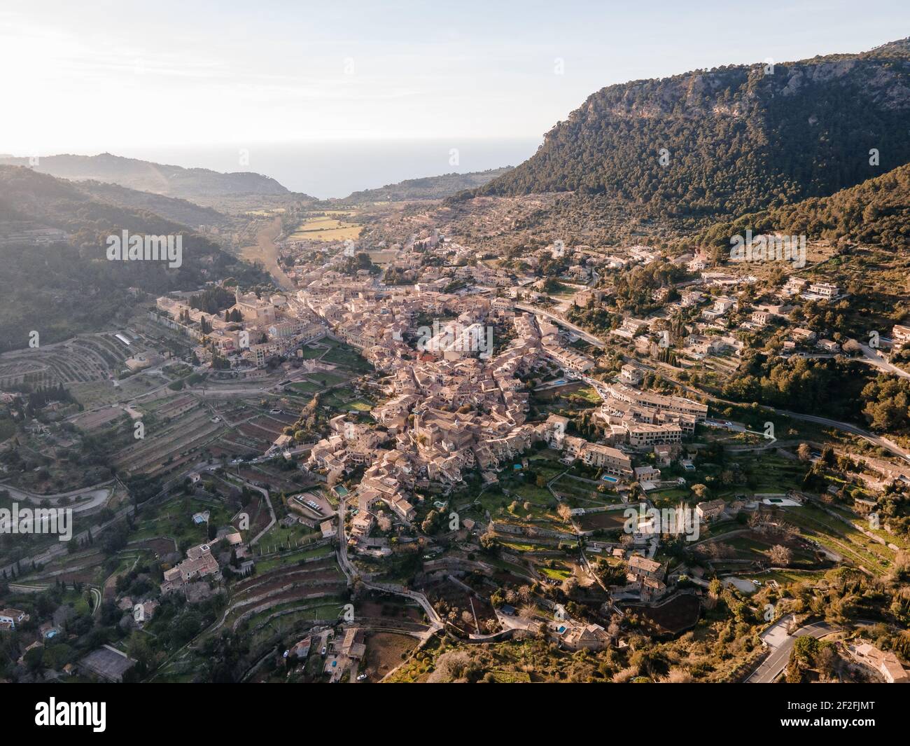 Valldemosa aerial drone shot - Majorca island Stock Photo