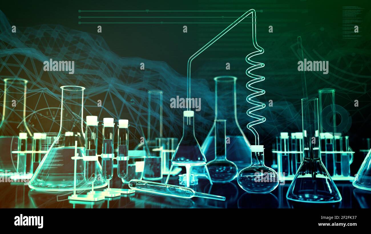 lab proofs and other various glassware with digital effects ...