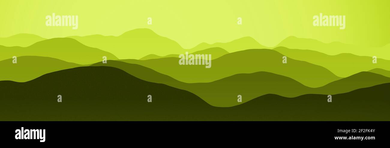 artistic yellow mountains ridges in dark time digitally drawn ...