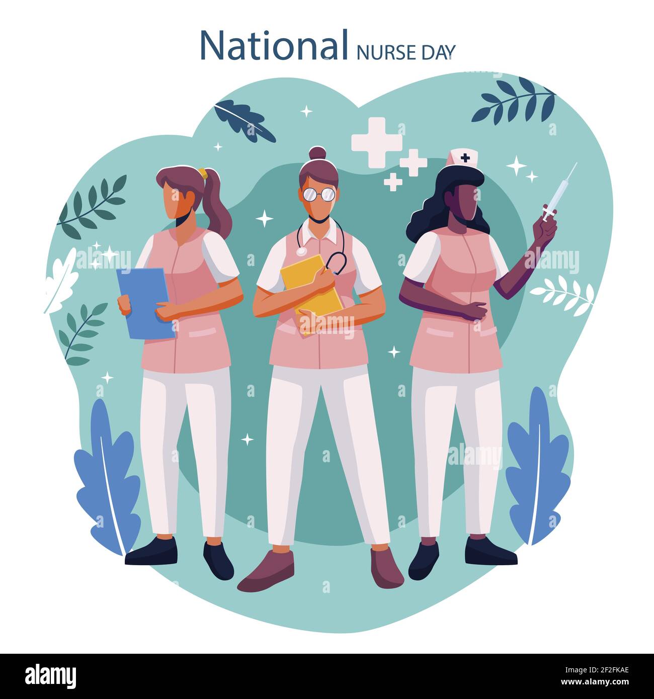 Flat national nurses day illustration Vector illustration. Stock Vector