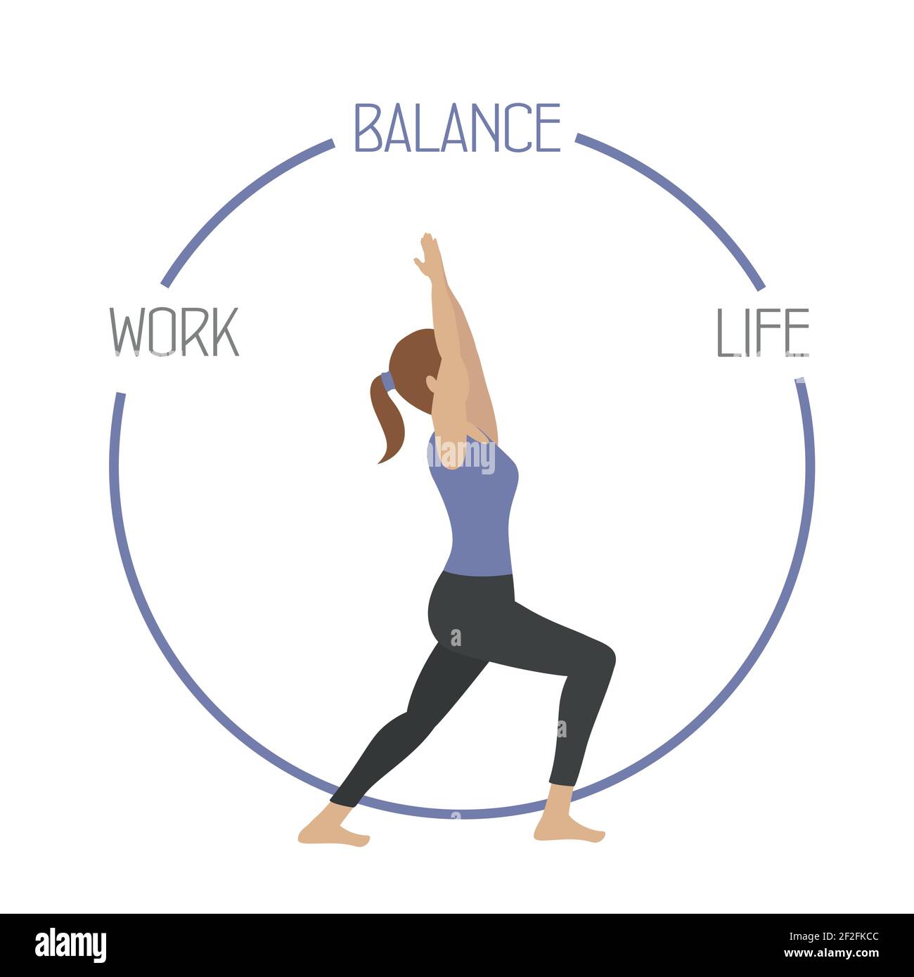 yoga girl work life balance circle healthy lifestyle Stock Vector Image ...