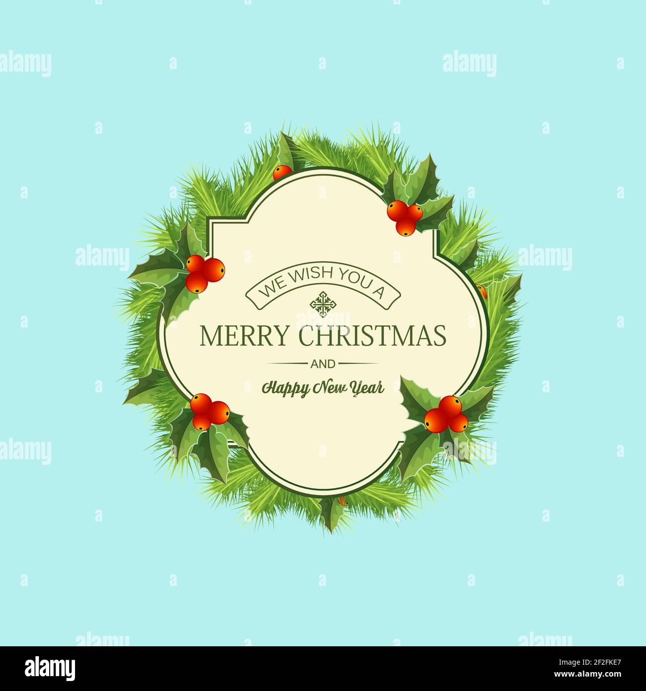 Christmas coniferous wreath template with text in frame fir branches ...