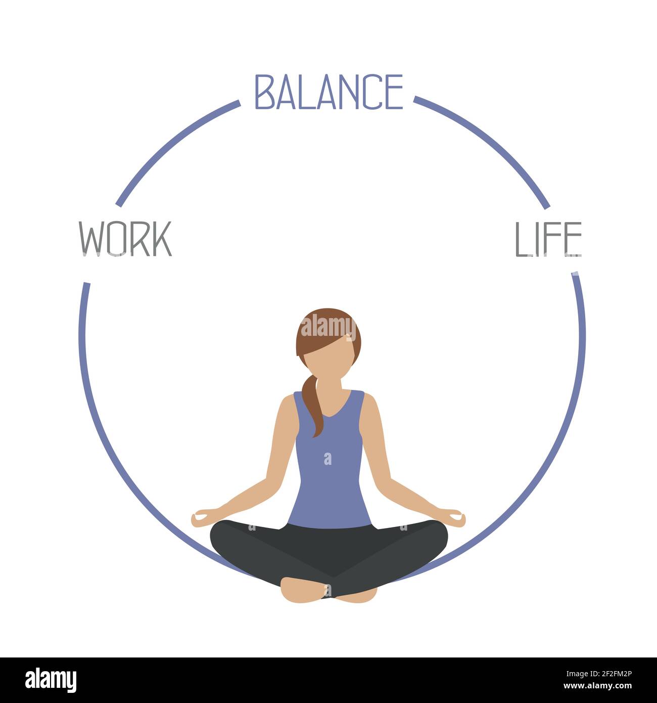 yoga girl work life balance circle healthy lifestyle Stock Vector Image ...