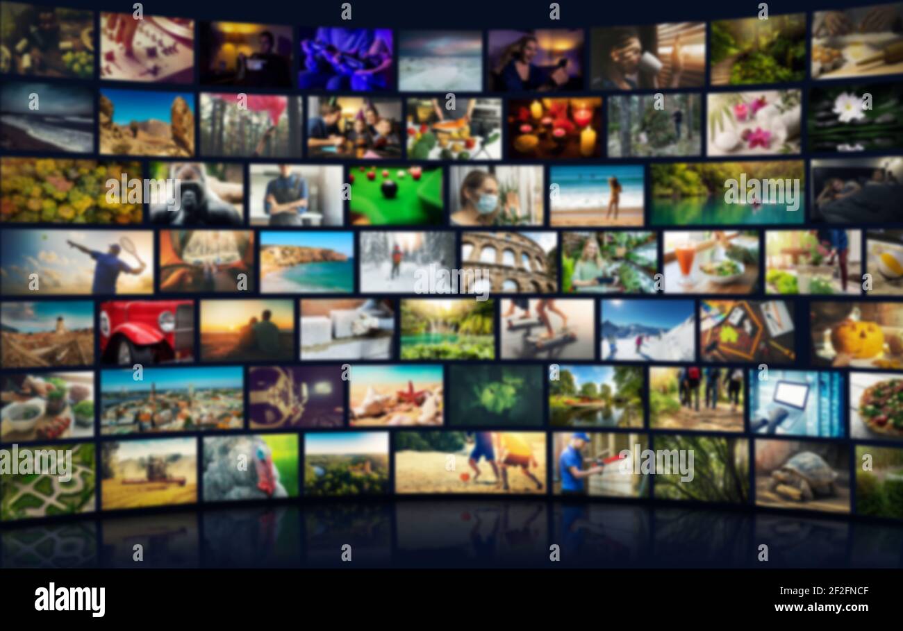 smart television. media content on demand. tv channel pack. blurred