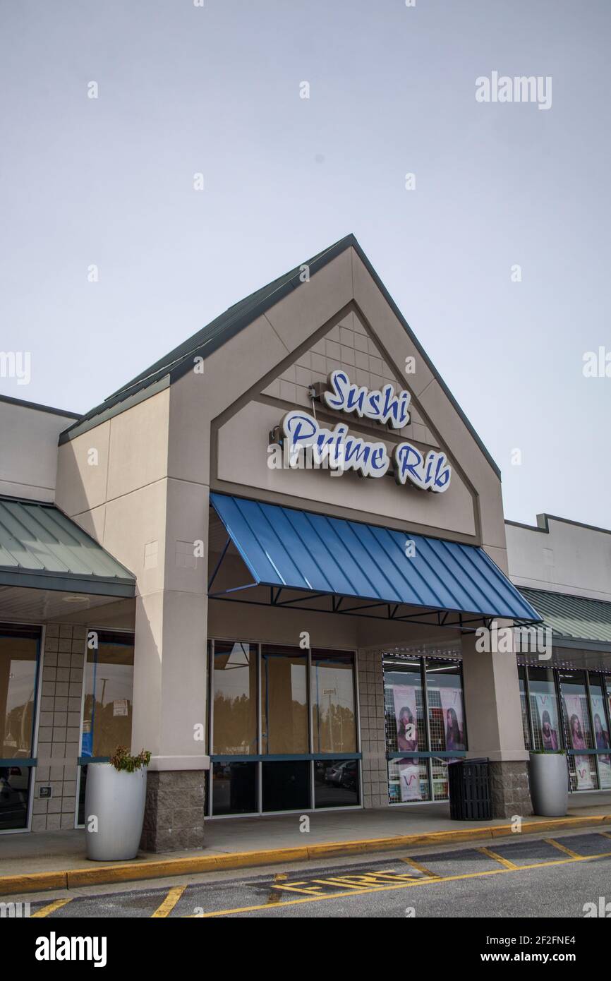 Augusta, Ga USA 02 03 21 A closed Hibachi Grill due to the covid19