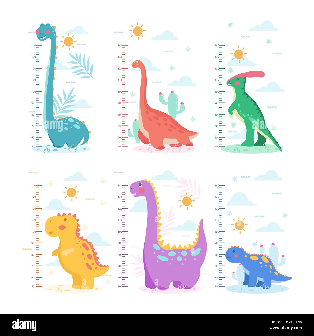 Flat design height meter set Vector illustration. Stock Vector