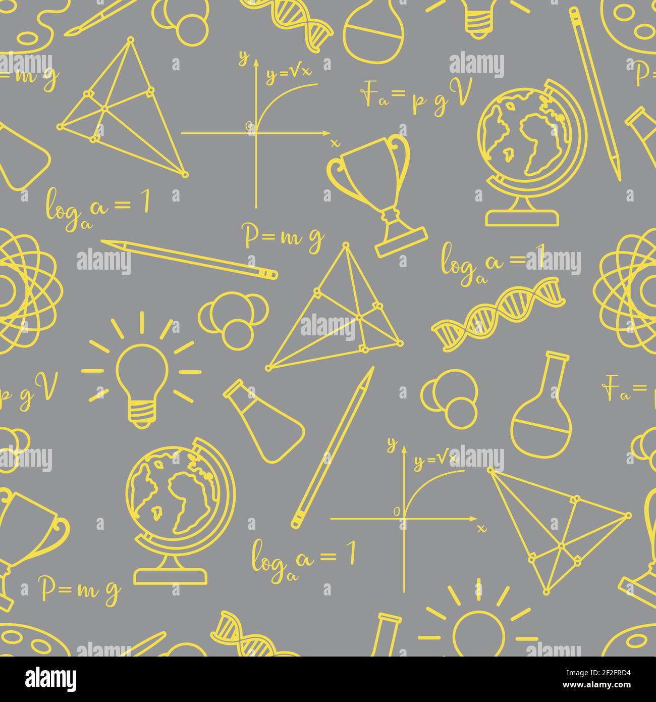 Vector seamless pattern with scientific, education elements: globe ...
