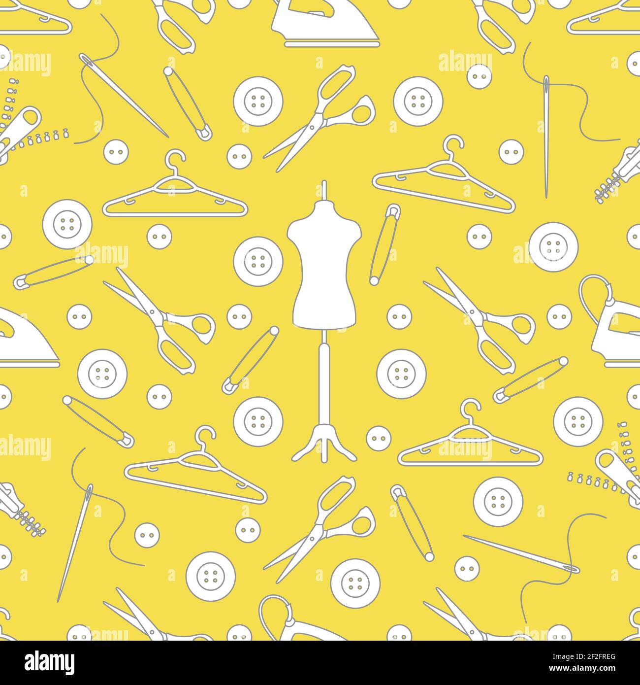 Vector seamless pattern with tools and accessories for sewing. Template