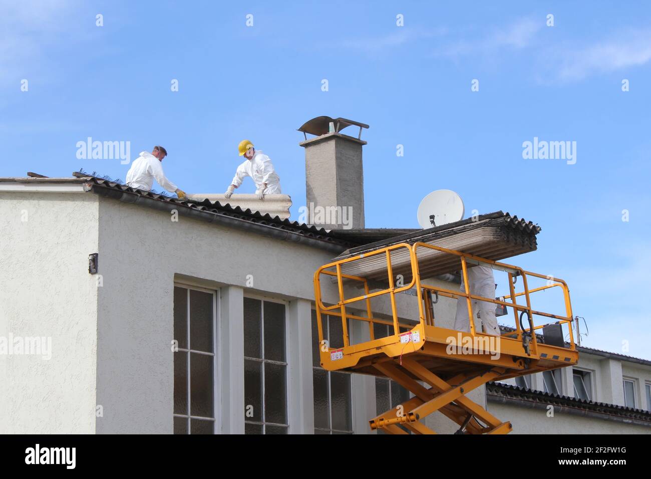 Repairing a roof Stock Photo
