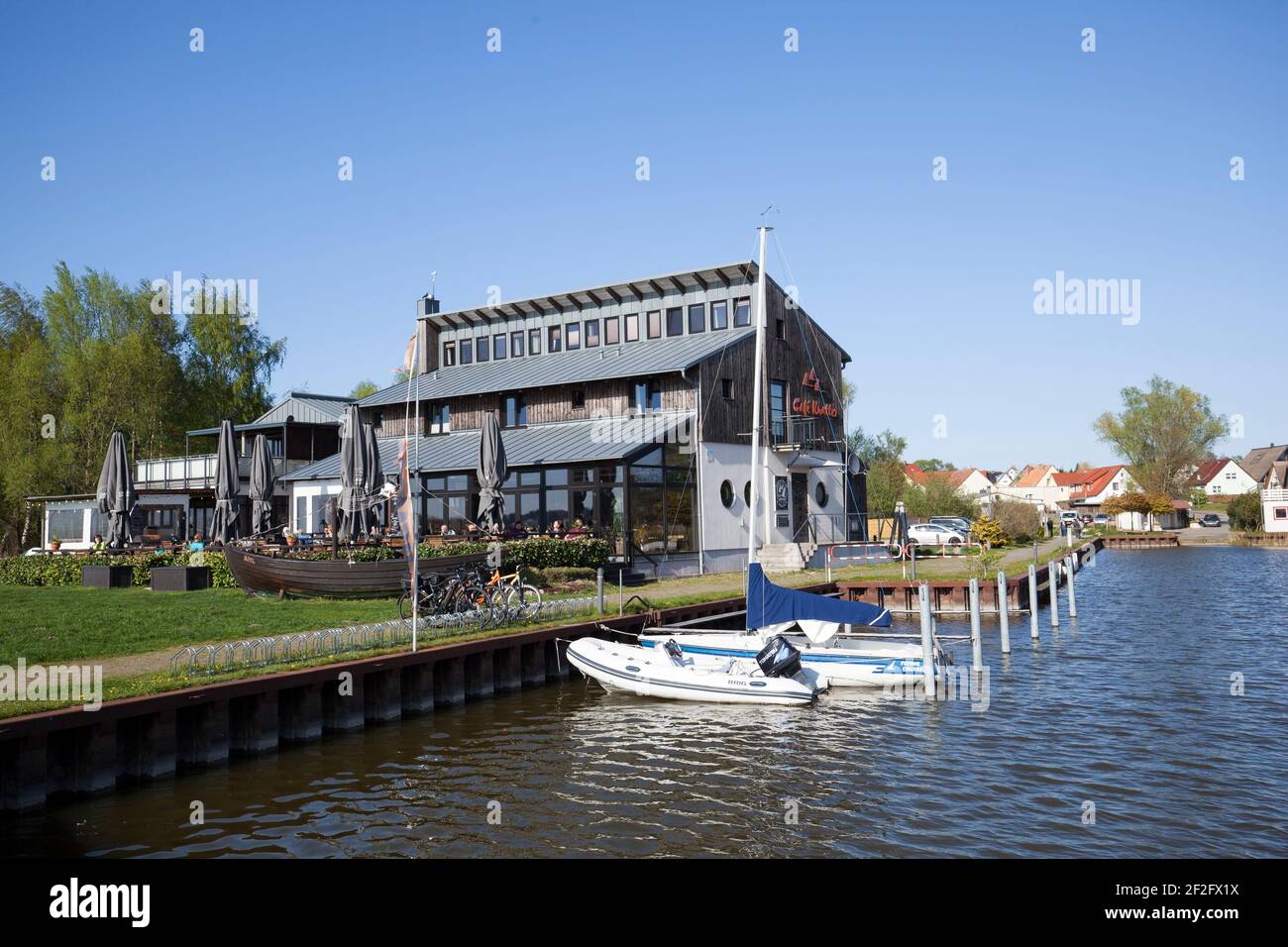 Port of Ueckeritz, Achterwasser, Usedom Stock Photo