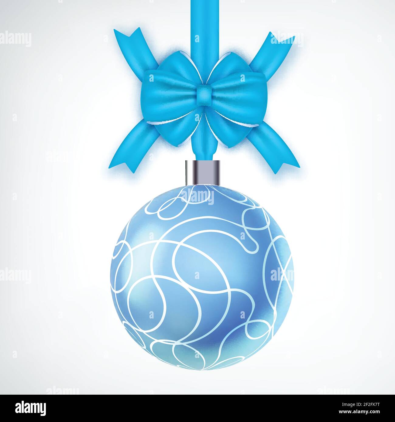 Beautiful realistic christmas ball decorated with ribbon bow on white ...