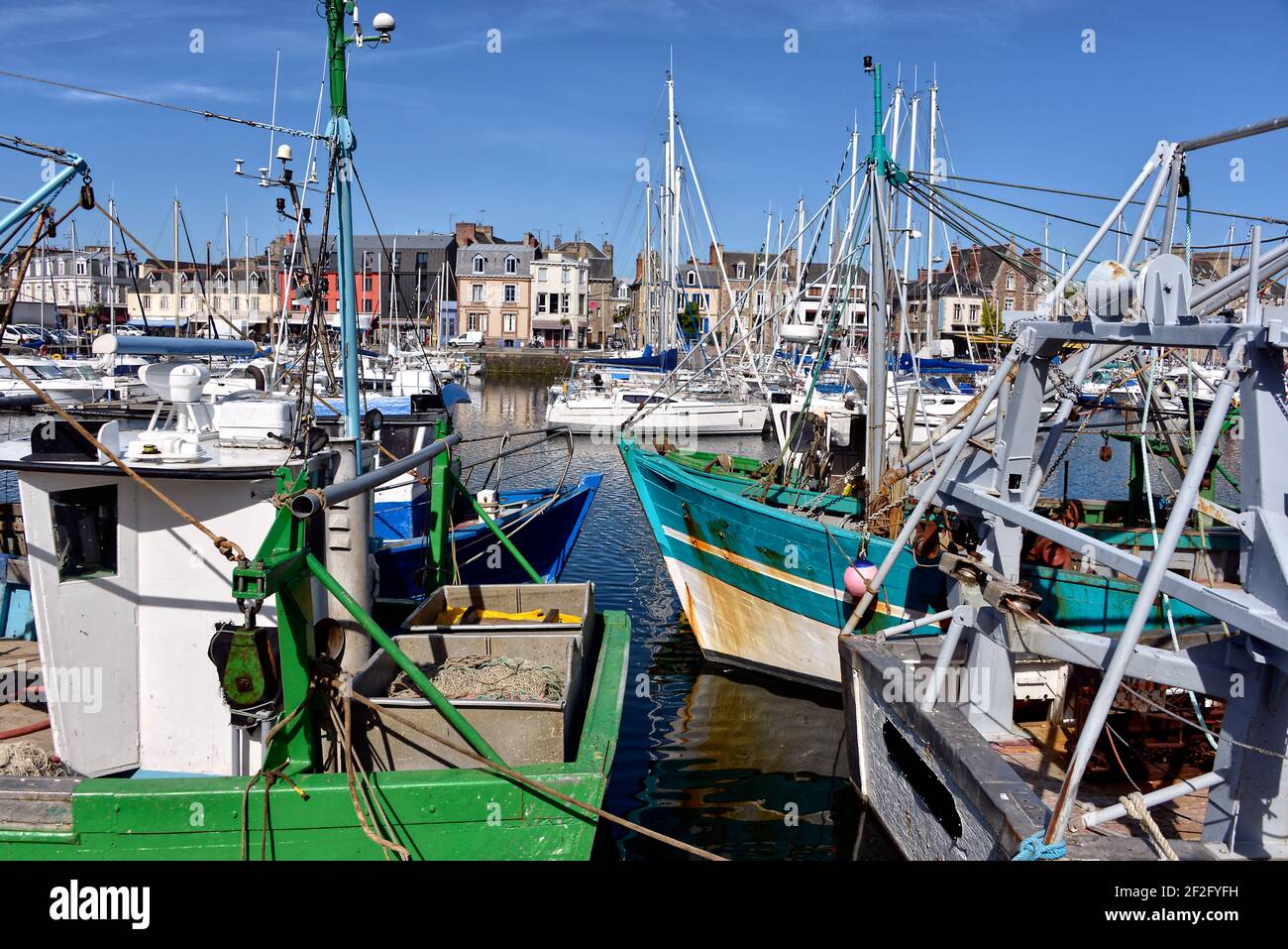 Fish boats in the port of Paimpol, a commune in the Côtes-d'Armor department in Brittany in northwestern France Stock Photo