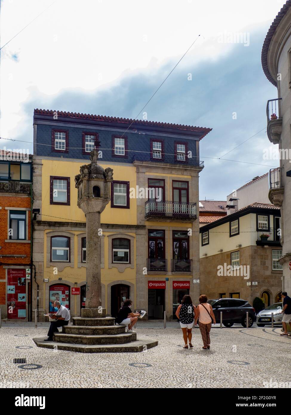 Vila Real, Portugal; August 2020 : Pelourinho or roll of justice the city center of Vila Real, the most important city of Alto Douro Stock Photo