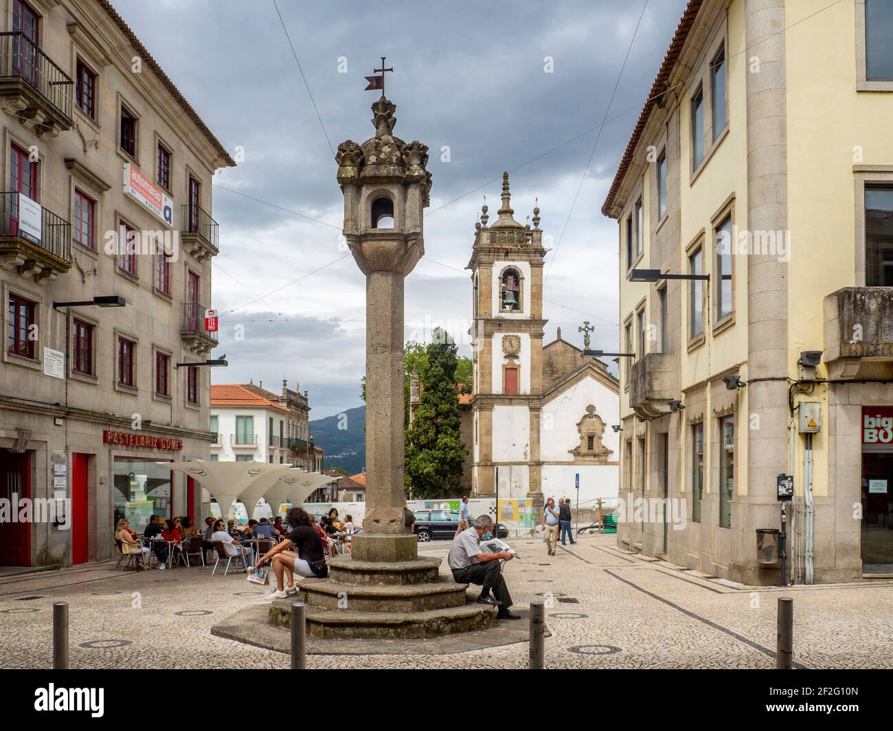 Vila Real, Portugal; August 2020 : Pelourinho or roll of justice the city center of Vila Real, the most important city of Alto Douro Stock Photo