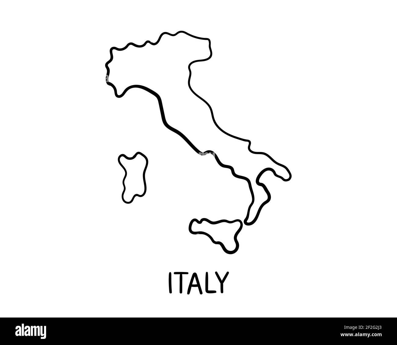 Italy Map - Hand Drawn Illustration Stock Photo
