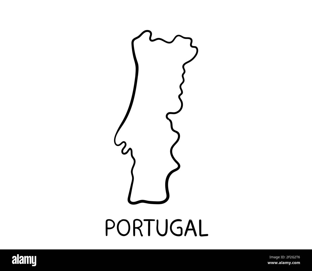 Map of Portugal black & white Maps of all cities and countries for your wall