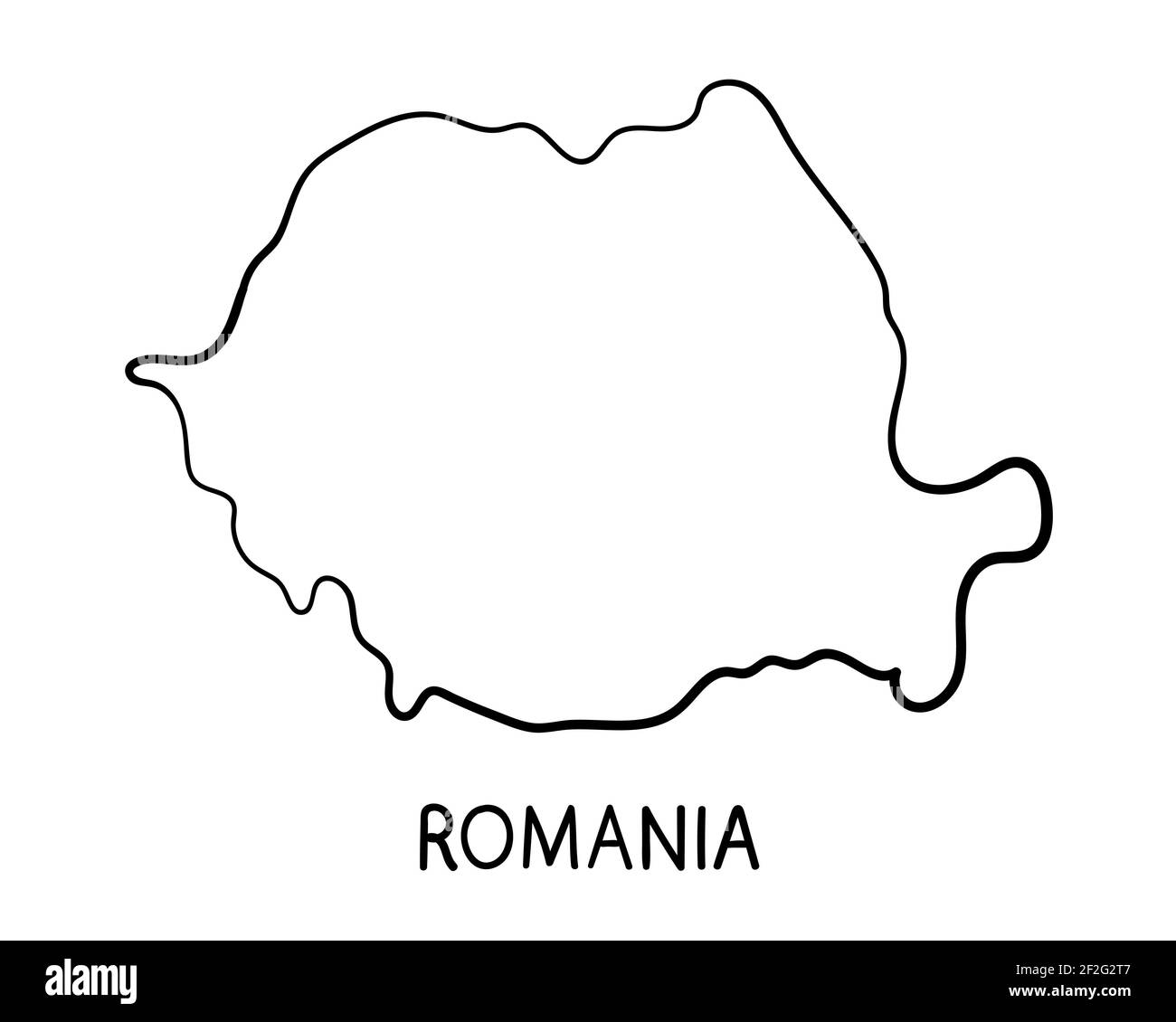 Romania Map - Hand Drawn Illustration Stock Photo