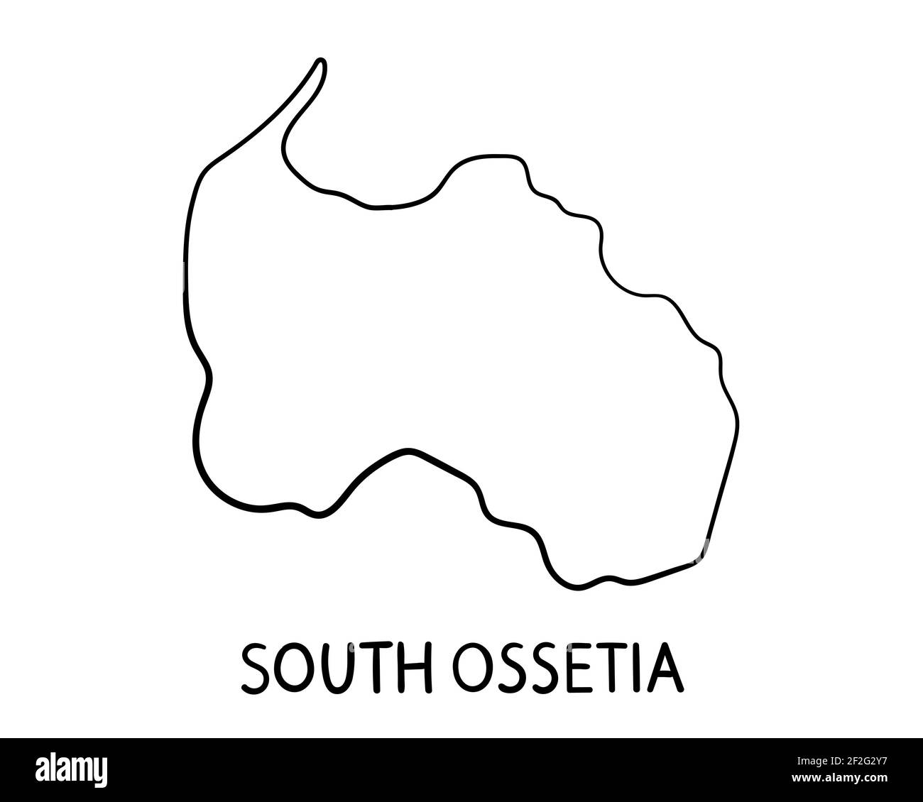 South Ossetia Map - Hand Drawn Illustration Stock Photo